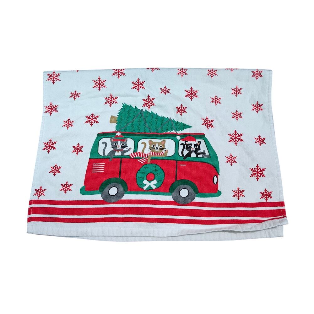 Casaba VW Bus Van Christmas Cat Holiday Towel